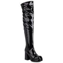 Esvier women s high heel boots patent leather over the knee boots women white red party thumb200