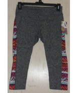 NWT WOMENS LuLaRoe JADE BLACK &amp; GRAY HEATHER W/ PRINT PULL ON KNIT CAPRI... - $476.18 MXN