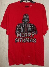Nwt Mens Star Wars Darth Vader &quot;Merry Sithmas&quot; Red Novelty T-SHIRT Size L - £18.64 GBP