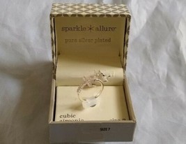 Sparkle Allure Pure Silver Plated Cubic Zircona Sideways Cross Ring Size 7 - £23.26 GBP