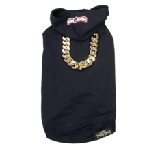 NEW Snoop Doggie Dogg Deluxe Pet Hoodie Off The Chain Black Sweater Gold... - $28.84