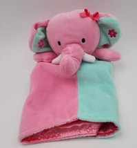 Okie Dokie Pink &amp; Mint Green Elephant Lovey with Rattle - 15&quot; x 14.5&quot; - £7.15 GBP