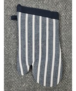 MU Kitchen Oven Mitt 2 Pair 4 Gloves Pinstripe Onyx Cotton Thick Terry L... - £18.06 GBP