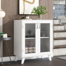 Modern White Living Room Cabinet with Glass Doors &amp; Adjustable Shelf - $1,920.56 MXN
