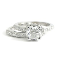 Authenticity Guarantee 
GIA Cushion Diamond Engagement Ring Wedding Band Set ... - £7,190.20 GBP