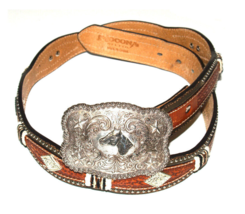 Nocona Belts &amp; Nocona Buckles Western Studded Belt with Buckle - Size 36 - £63.24 GBP
