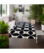 Handmade woolen pile Geometri design are rugs color Black size8x10ft Mod... - $359.69