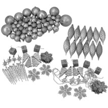 125ct Splendor Silver Shatterproof 4-Finish Christmas Ornaments 5.5&quot; (140mm) - £26.12 GBP