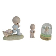  Lot 3 Enesco Precious Moments &quot;My Love Will Never Let You Go&quot; Water Dome Vntg - £7.84 GBP