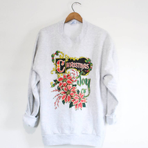 Vintage Christmas Joy Poinsettia Sweatshirt XL - £28.92 GBP