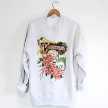 Vintage Christmas Joy Poinsettia Sweatshirt XL - £27.46 GBP