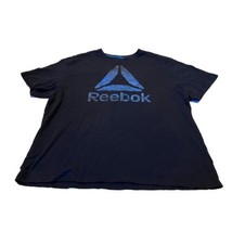 Reebok Men&#39;s T-Shirt 2XL Blue Water Graphic Big Logo Fitness Tee Navy XXL - $15.04