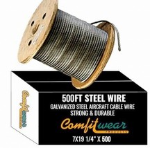 1/4-in x 500-ft Galvanized Steel Aircraft Cable Wire, 7x19 Strand Core - £168.09 GBP