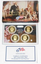 2007 U.S. Mint Presidential One Dollar 4 Coin Proof Set, Includes OGP &amp; COA - £11.68 GBP
