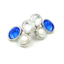 SAL Swarovski Crystal Vintage Cabochon Earrings in Blue and White - £37.56 GBP