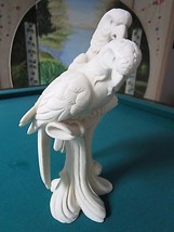 Vintage Nouveau Italian Parrots On Branch Statue Chalkware Plaster 14&quot; - £193.82 GBP