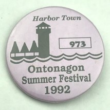 Ontonagon Summer Festival 1992 Vendor Badge Vintage 90s Pin Button Pinback - £7.88 GBP