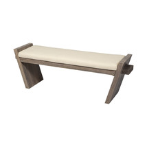 14&quot; Off White And Brown Upholstered Linen Blend Bench - £843.39 GBP