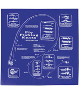 Printed Image Fly Fishing Knots Bandanna 22" x 22" Royal Blue Knot Tying Tips - $11.61