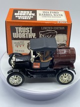 Vintage 1918 Ford Barrel Car Die Cast Key Lock Bank Trustworthy ERTL 1991 - $7.59