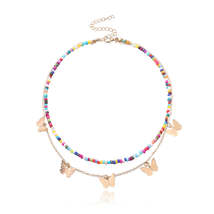 Multicolor Howlite &amp; 18K Gold-Plated Butterfly Pendant Layered Necklace - £10.28 GBP