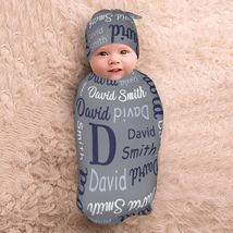 Personalized Baby Swaddle and Hat for Baby Girl Boy with Name Baby Girl ... - $9.99