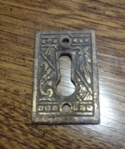 Antique 1860s Brass Eastlake Ornate Key Hole Cover Plate Lock Key Original - $14.59