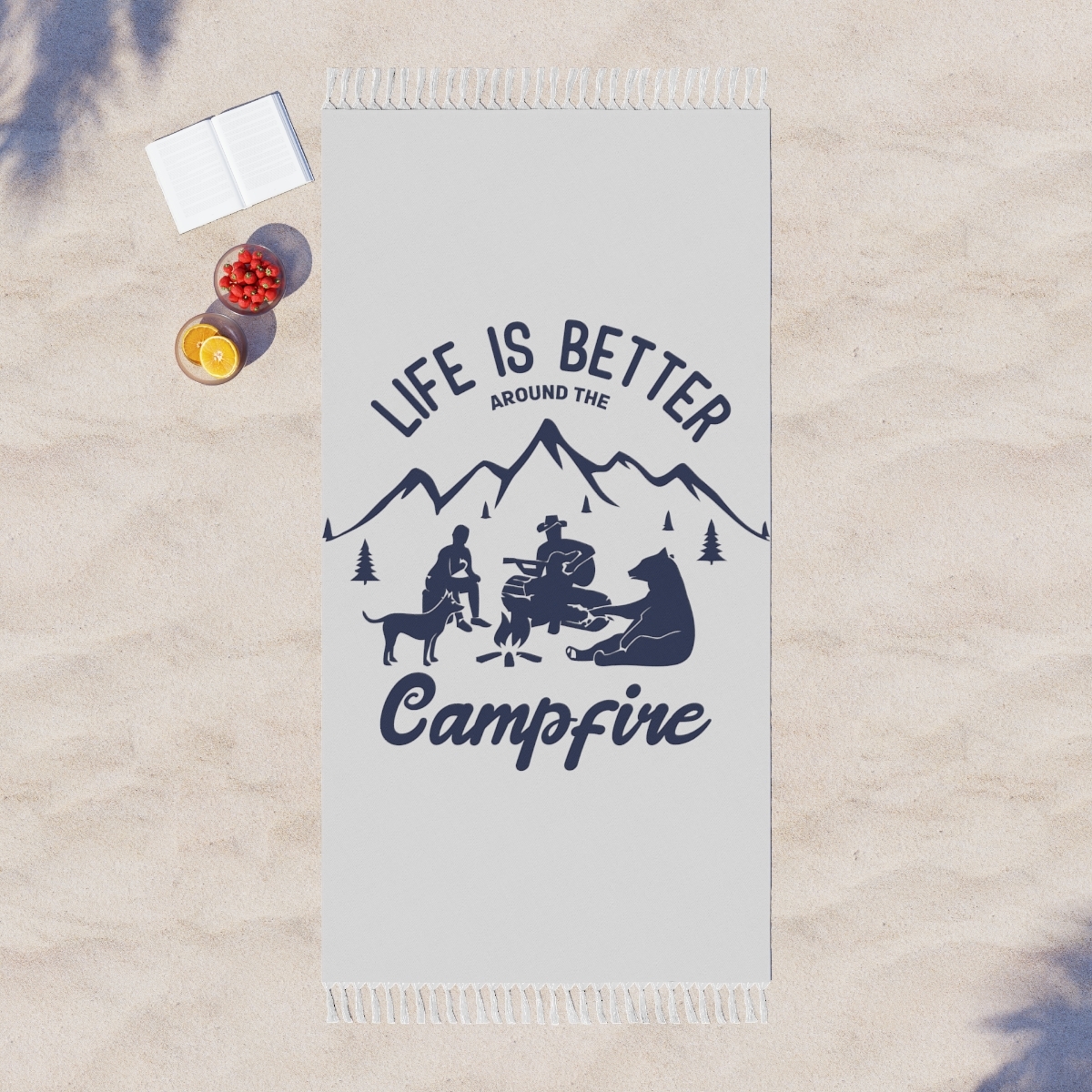 Primary image for Camping Vibes Boho Beach Towel Soft Polyester 38" x 81" Perfect for Outdoors and