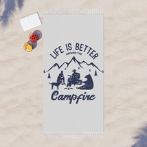 Camping Vibes Boho Beach Towel Soft Polyester 38&quot; x 81&quot; Perfect for Outdoors and - £52.03 GBP