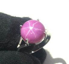 Pink Star Sapphire Ring 925 Sterling Silver Handmade Ring Engagement 6 Rays Ring - £43.28 GBP