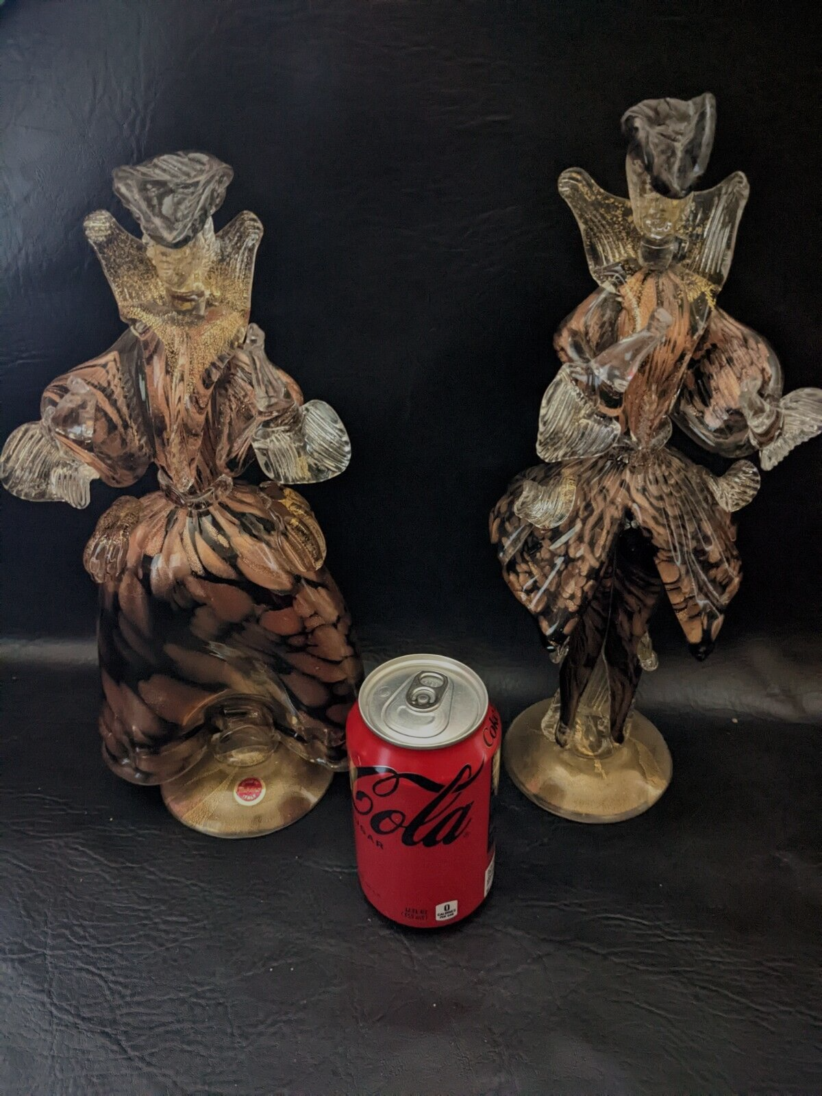 1950 Murano Avem Paire Femme Homme King Reine Femme Couple Figurine Doré... - $511.30