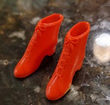Barbie Francie Squishy Japan Red Ankle Go Go Lace Up Boots Booties Shoes Vtg 60s - $24.95