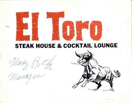 El Toro Steak House Menu Santa Fe New Mexico 1960&#39;s Newest &amp; Unique  - £34.96 GBP