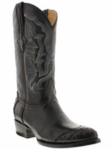 Mens Black Western Wear Cowboy Boots Real Ostrich Skin J Toe Botas Rancho - £144.66 GBP