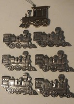 Lot of 7 Silver Train Engine Christmas Tree Ornaments - £14.78 GBP