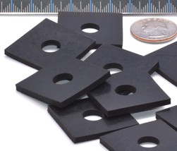 1 1/4 Square x 1/8&quot;  Rubber Pads with 3/8&quot; Center Hole  Square Rubber Washers - £8.12 GBP+