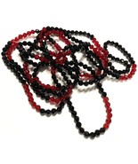 Vintage Red and Black Continuous Strand Glass Faceted Bead Necklace, 74&quot; - £9.71 GBP