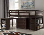 Merax Low Study Twin Loft Bed with Cabinet and Rolling Portable Desk - $924.99