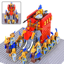 Medieval Blue Crown Knights Legion Army with War Elephant Minifigures Set A - £36.62 GBP