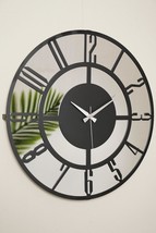Muyika Bunnela Mirrored Metal Black Wall Clock 41x41cm Silent Mechanism ... - $60.88
