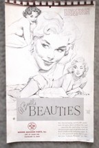 1961 Al Buell&#39;s Beauties Pin-Up Girl Wall Calendar Brown &amp; Bigelow Metal Binder - £54.51 GBP