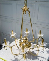 Classic Lighting Metal 6 Candle Gold Tone Crystal Glass Chandelier - $524.69
