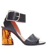 Acne Studios Obin Metallic Orange Bark Heel Leather Sandals Eu37 Women S... - $230.85