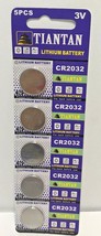 Tiantan CR2032 Lithium Battery 3v Watch Calculator Camera Scale 5 Pk New In Pkg - £4.45 GBP