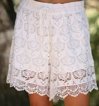 White Lace Front Tie Shorts - $16.82