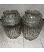 (2) Vintage Anchor Hocking Apothecary Candy Jars Canisters w/Lids Ribbed... - £19.37 GBP