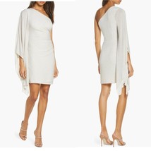Vince Camuto Ruched Metallic One-Shoulder Cocktail Dress, Ivory, Size 14... - $99.00