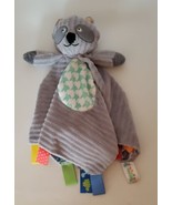 Taggies Raccoon Lovey Security Blanket Gray White Green Houndstooth Ratt... - £19.57 GBP