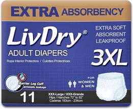 LivDry Overnight Adult Protective Underwear Leak Proof XXXL 11 Count - £21.42 GBP