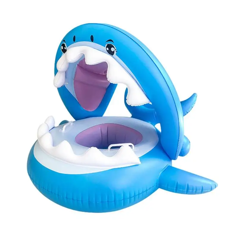 Inflatable Animal Shape Water Floats With Sun Shade Cute Blow Up Pool Toys For - £25.83 GBP+